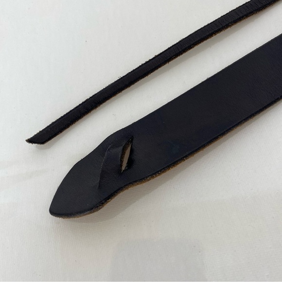 Unique Asymmetrical Black Leather Belt Thin Waist Statement Belt main image 9